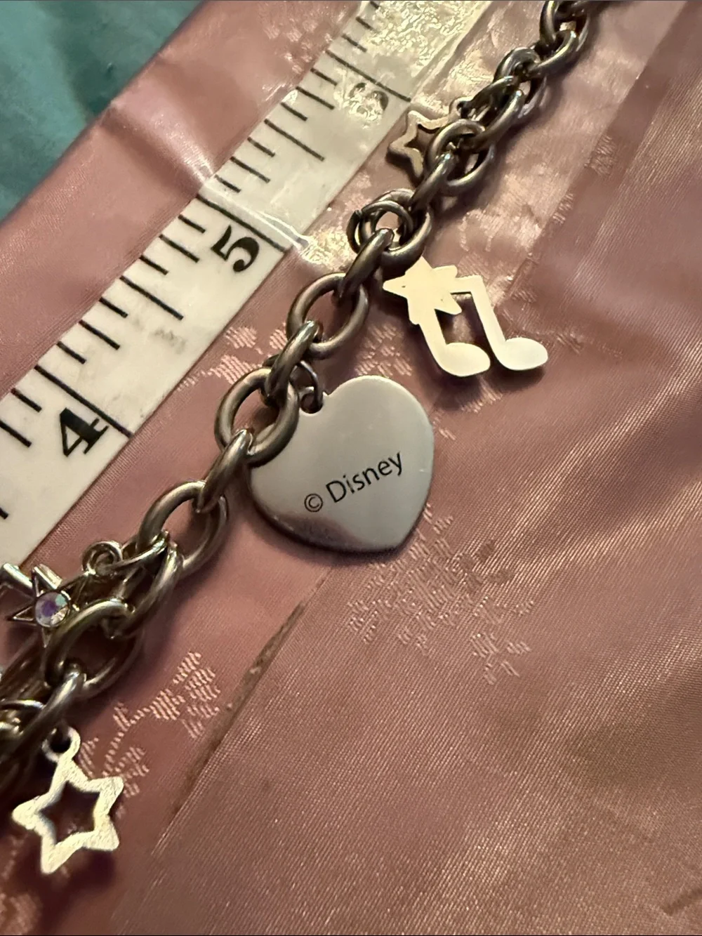 Disney Silver Charm Bracelet with Musical Note and Star Charms